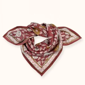Petit foulard Manika "Cœurs" - Bois de rose