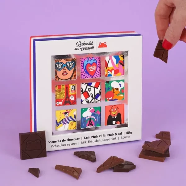 Coffret de 9 carrés de chocolat  bio - Lait, noir, noir et sel – Image 2