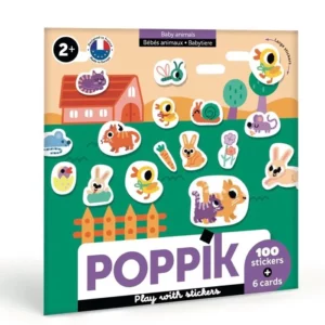 6 cartes stickers Poppik - Bébés animaux