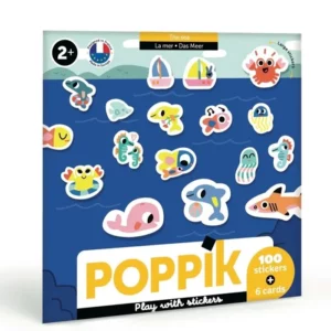 6 cartes stickers Poppik - La mer