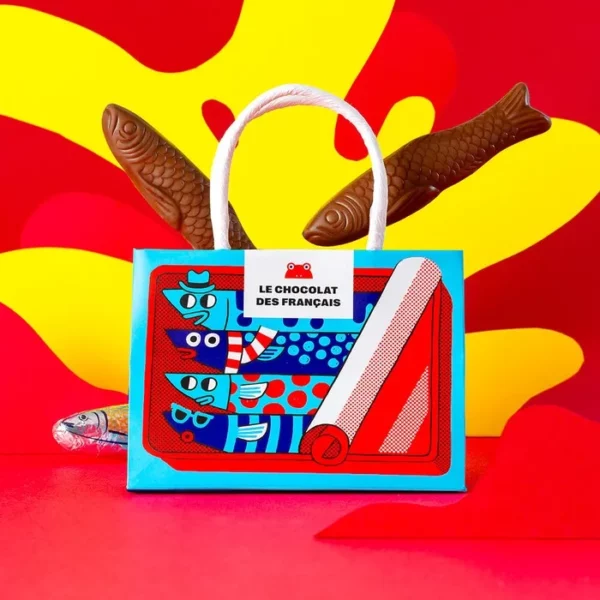 Mini sac cadeau de 4 sardines au chocolat au lait