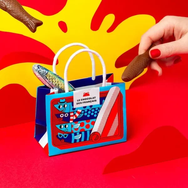 Mini sac cadeau de 4 sardines au chocolat au lait – Image 2