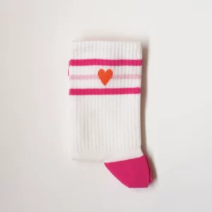 Chaussettes tennis - coeur orange
