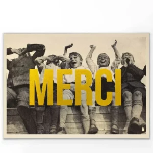 Carte / Affiche sérigraphiée Merci doré