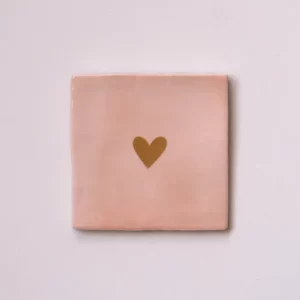 Carreau à accrocher - Coeur - doré / rose clair