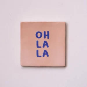 Carreau à accrocher OH LA LA - bleu foncé / rose pâle