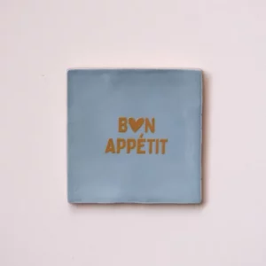 Carreau à accrocher - Bon appétit - doré / bleu clair
