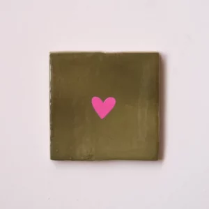Carreau à accrocher - Coeur - rose / olive