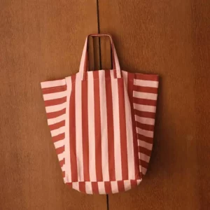 Sac cabas Elisabeth - Rayures Brick / Chamallow